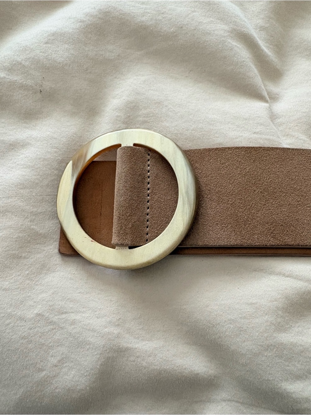 Alice and Olivia Womens Round Buckle Suede/leather Waist Belt in Taupe